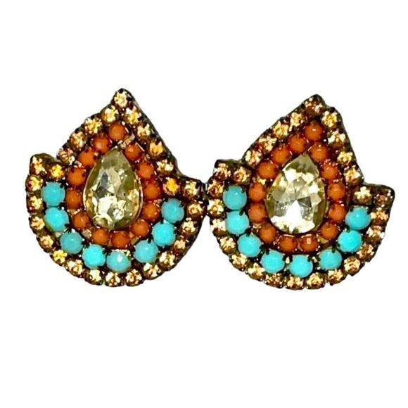 Vintage Art Deco Czech Crystal Abstract Earrings - Picture 9 of 12